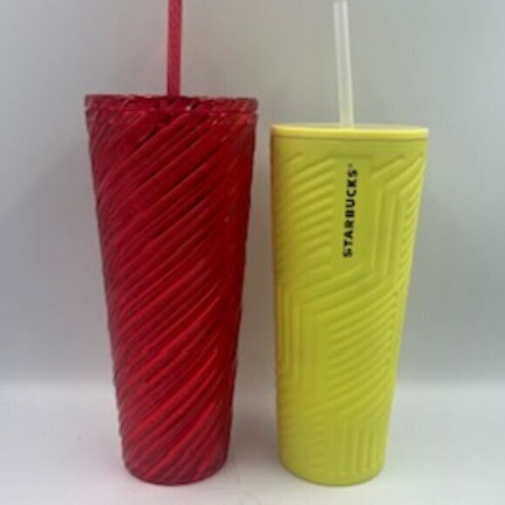 NEW Starbucks 24 oz Tumblers‎ 2024 cold drink cups lids straws set of 2